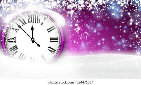 Winter background with snow and place for text. Christmas purple defocused illustration. Eps10 vector. 