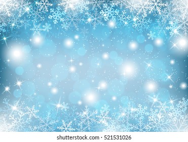 Winter background with snow and snowflakes