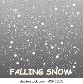 Winter background with snow in transparent background
