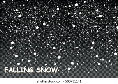 Winter background with snow in transparent background