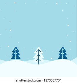 Winter background with snow and trees template for banner, poster, text. Seasonal background. Winter frame.