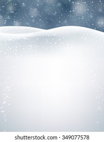 Winter background with snow. Vector paper illustration.
