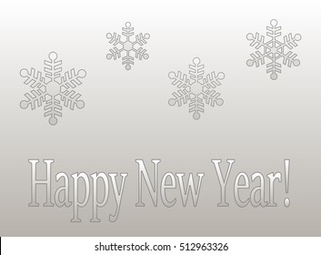 Winter background with snowdrifts and falling snow, nature, The Inscription Happy New Year, vector 