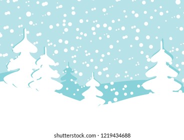Winter background with snowfall. Blue  soft wallpaper with snow. Falling snow at day pattern. Vector illustration.