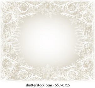 winter background with snowflake frame