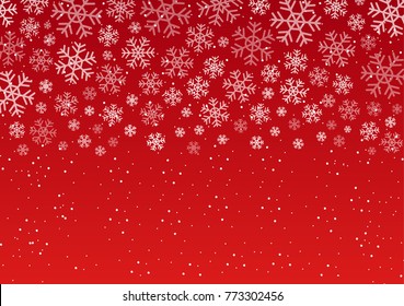 Winter background with snowflake. Red holiday banner. Merry Christmas and Happy New Year concept. Vector design illustration. 2018.