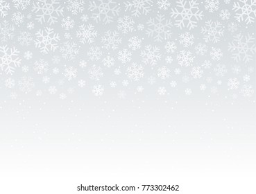 Winter background with snowflake. Silver holiday banner. Merry Christmas and Happy New Year concept. Vector design illustration. 2018.