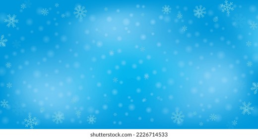 Winter background with snowflake and snow dust in blue color