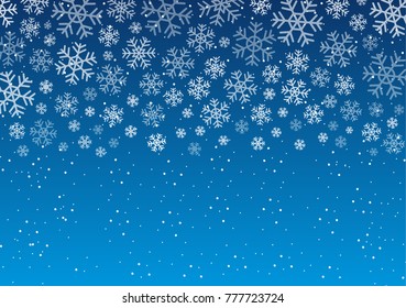 Winter background with snowflake. White holiday banner. Merry Christmas and Happy New Year concept. Vector design illustration. 2018.