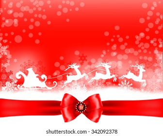 Winter background with snowflakes, banner, flyer, sale for new year and Christmas reindeer and Santa