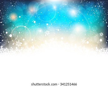 Winter background with snowflakes and bokeh