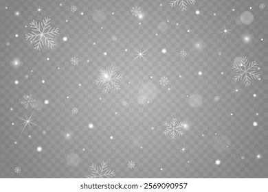 Winter background with snowflakes and bokeh effect. Sparkling flying snow flakes texture.