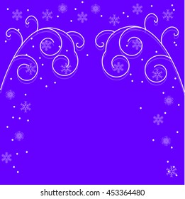 Winter background with snowflakes, branches and snow. Decorations for Christmas