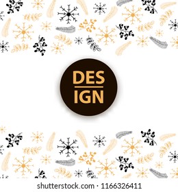 Winter background with snowflakes and branches. Vector illustration