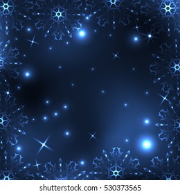 Winter background with snowflakes. Christmas frame.