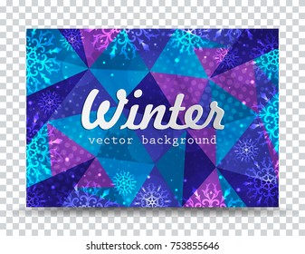 Winter background with snowflakes. Christmas frame. New Year background with space for your text