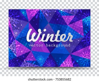 Winter background with snowflakes. Christmas frame. New Year background with space for your text