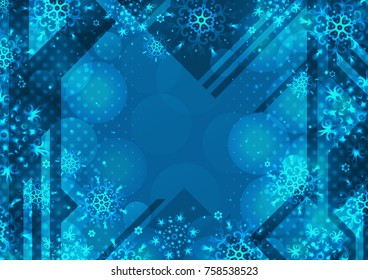 Winter background with snowflakes. Christmas Greeting Card. New Year background with space for your text. Winter template. Christmas backdrop. New Year flyer.