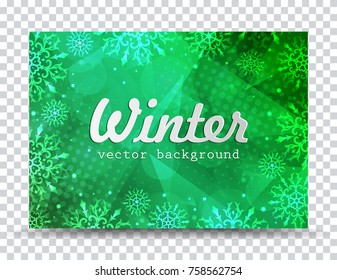 Winter background with snowflakes. Christmas Greeting Card. New Year background with space for your text. Winter template. New Year flyer. Christmas backdrop. 