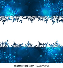 Winter background with snowflakes. Christmas template. 