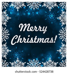 Winter background with snowflakes. Christmas template.