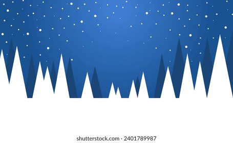 Winter background with snowflakes and Christmas tree on the snow ground. Use this design to make postcards, posters, backdrops, banner, wallpaper or anything else.