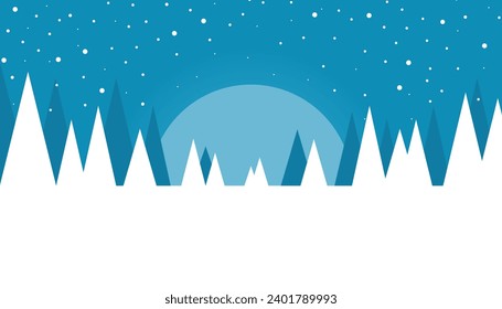 Winter background with snowflakes and Christmas tree on the snow ground. Use this design to make postcards, posters, backdrops, banner, wallpaper or anything else.