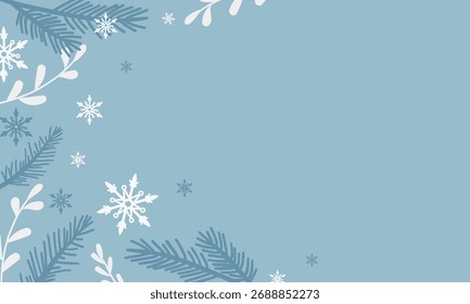 Fundo de inverno, flocos de neve e ramo de árvore de Natal em um fundo bonito, fundo de Natal para cartões, queda de neve. Paisagem natural nevada, férias de Natal ou inverno .