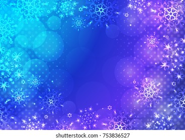 Winter background with snowflakes. Christmasframe. New Year background with space for your text