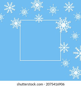 Winter background with snowflakes of different shapes and sizes. Vector illustration of design elements for greeting cards, posters, wallpaper, surface, web design, textile, decor, print.