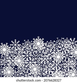 Winter background with snowflakes of different shapes and sizes. Vector illustration of design elements for greeting cards, posters, wallpaper, surface, web design, textile, decor, print.
