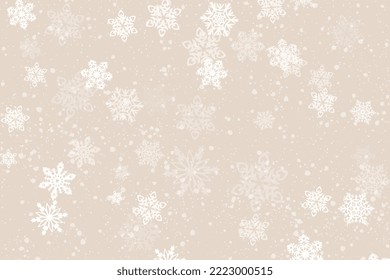 winter background, snowflakes of different shapes, snowdrifts. Winter landscape with falling Christmas shining beautiful snow. vector. new year abstract