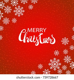 Winter background with snowflakes and dots for xmas and New year design. Merry Christmas lettering text