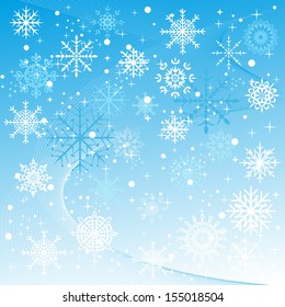 A winter background with snowflakes falling. vector