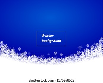 winter background, snowflakes fell semicircle, bright blue background,place for text