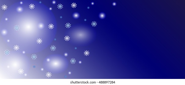 Winter background, snowflakes fly and sparkle in the night sky. For banners and websites,labels, postcards, Wallpaper, and so on.Vector illustration.