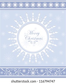 Winter background or snowflakes frame with ornament for invitation winter holiday