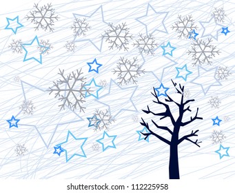 Winter background with snowflakes illustration