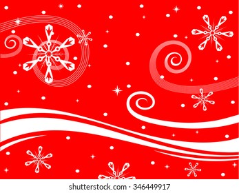 Winter Background with snowflakes and Winter Landscape