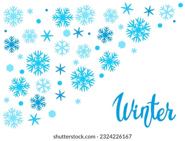 Winter background with snowflakes. Merry Christmas and Happy New Year card.
