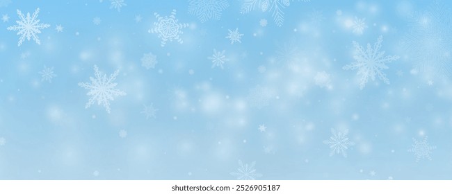 Winter background, snowflakes on a beautiful background, Christmas background for cards, snowfall. Snowy nature landscape, winter dust png.