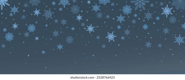 Fondo de invierno, copos de nieve sobre un hermoso fondo, fondo de Navidades para tarjetas, nevada. Paisaje de la naturaleza nevada, polvo de invierno png.