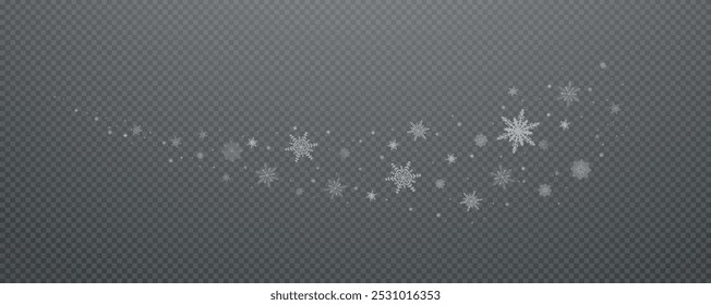 Winter background, snowflakes on a beautiful background, Christmas background for cards, snowfall. Snowy nature landscape, winter dust png.