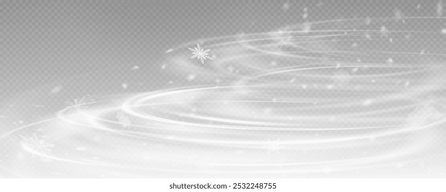 Winter background, snowflakes on a beautiful background, Christmas background for cards, snowfall. Snowy nature landscape, winter dust png. Blizzard, wind, hurricane, blizzard.