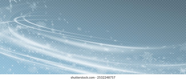 Winter background, snowflakes on a beautiful background, Christmas background for cards, snowfall. Snowy nature landscape, winter dust png. Blizzard, wind, hurricane, blizzard.