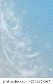 Winter background, snowflakes on a beautiful background, Christmas background for cards, snowfall. Snowy nature landscape, winter dust png.