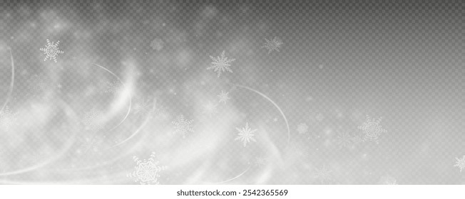 Winterhintergrund, Schneeflocken auf schönem Hintergrund, Weihnachtshintergrund für Karten, Schneefall. Schneebedeckte Naturlandschaft, Winterstaub png.
