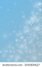 Winter background, snowflakes on a beautiful background, Christmas background for cards, snowfall. Snowy nature landscape, winter dust png.
