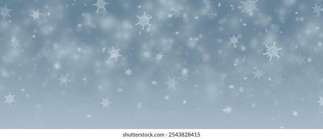 Winter background, snowflakes on a beautiful background, Christmas background for cards, snowfall. Snowy nature landscape, winter dust png.