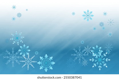Winterhintergrund, Schneeflocken auf schönem Hintergrund, Weihnachtshintergrund für Karten, Schneefall. Schneebedeckte Naturlandschaft